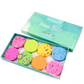 Shower Steamer Aromatherapy Shower Sheet Round Biscuit Flower Shower Sheet Set Essential Oil Bath Salt Bubble Bomb