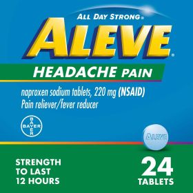 Aleve Headache Pain Reliever Naproxen Sodium Tablets, 24 Count