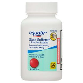 Equate Stool Softener Plus Stimulant Laxative Tablets for Constipation, 120 Count