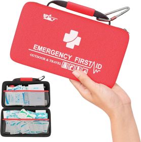 PUREVACY Small First Aid Kit for Car, Office, 121 Pieces, Sturdy Red EVA Travel First Aid Kit with Zip, Carabiner, Waterproof Basic First Aid Kit for