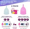 AMZ Silicone Menstrual Cup S/L, Pack of 2 Period Cups for Women Heavy Flow, Normal Flow, Pink and Transparent Period Cup Reusable + Storage Bag and Br