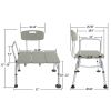 Medical Bathroom Safety Shower Tub Aluminium Alloy Bath Chair Transfer Bench with Back & Handle Gray YF