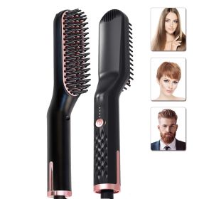 Hair Styling Comb Hair Straightener Comb Hair Straightener (Option: Black pink-US)