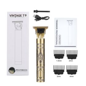 Hair salon special lettering zero pitch electric hair clipper (Option: Gold USB A)