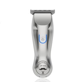 Professional Engraving Gradient Shaver Electric Clipper Hair Clipper (Option: Silver-USB)